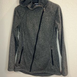 Columbia charcoal gray asymmetrical zipper hooded jacket size Medium Women's